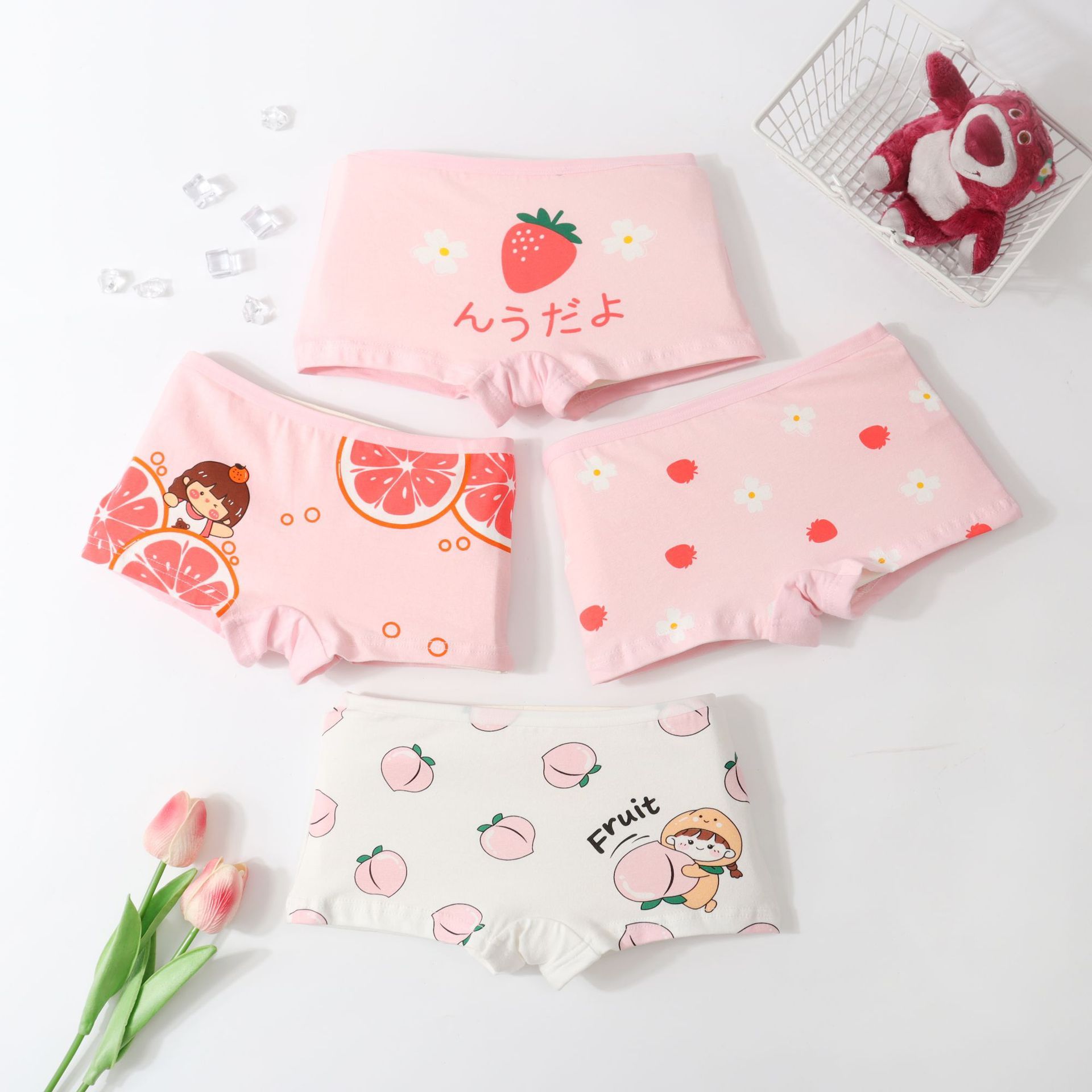 4 girls' panties Cotton underwear  Boxer children's underwear  boxer panties  Big girl baby boxer shorts  Pure cotton does not clamp the buttocks  Girl's boxer panties