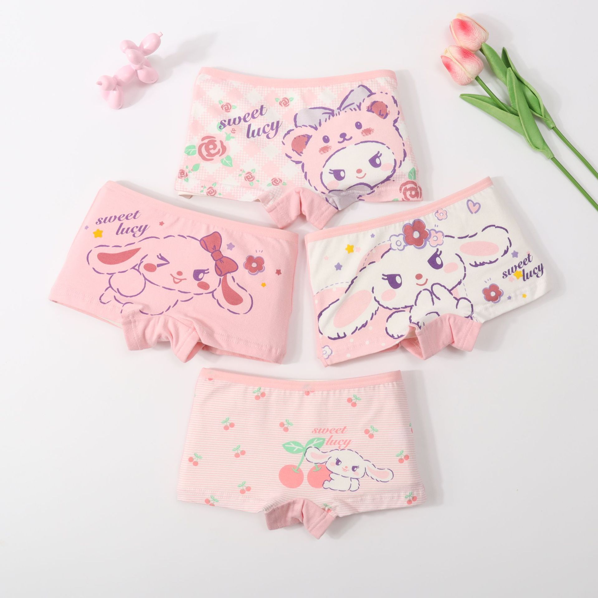 4 girls' panties Cotton underwear  Boxer children's underwear  boxer panties  Big girl baby boxer shorts  Pure cotton does not clamp the buttocks  Girl's boxer panties