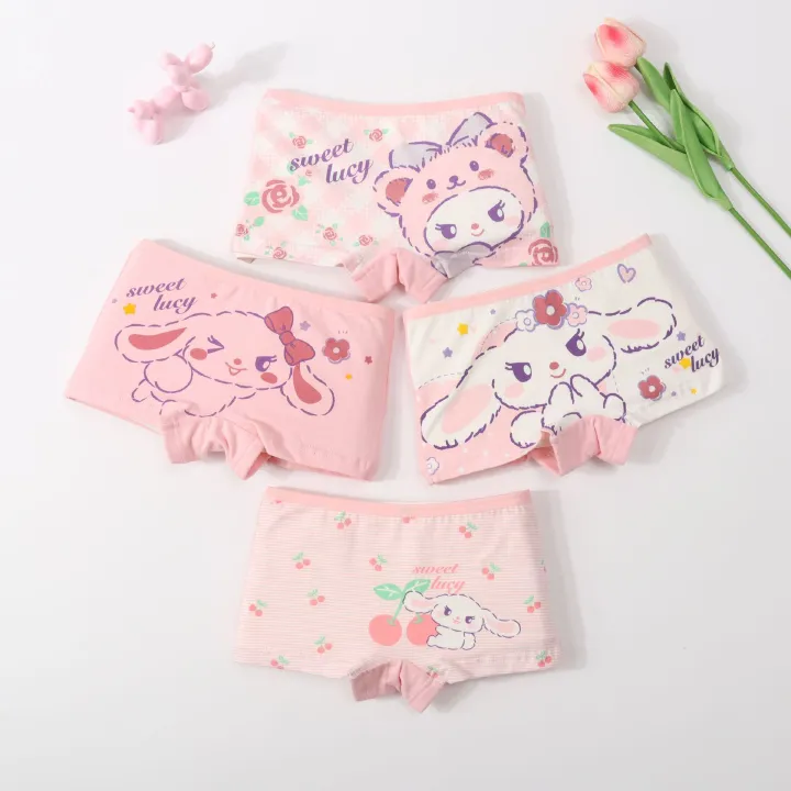 4 girls' panties Cotton underwear  Boxer children's underwear  boxer panties  Big girl baby boxer shorts  Pure cotton does not clamp the buttocks  Girl's boxer panties