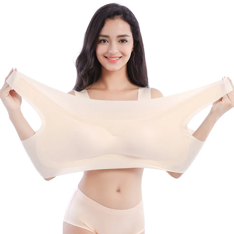 Women's sports bra Women's seamless bra  No traces and no underwire   Gathered   Vibration Yoga  Push pad pregnant nursing bra   S-3XL Plus Size Sleep Bra Adjustable straps Black nude crop top padding