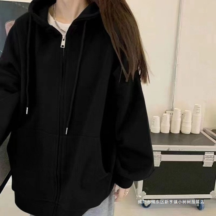 Women's hoodies  Long sleeves  zipper  Opening and closing clothing  leisure  Street sweatshirts  New hood  lax  Casual cardigan thin sports top