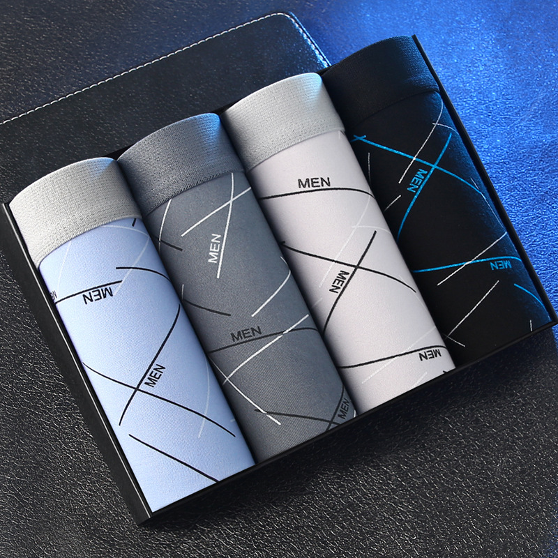 4 Pcs Boxer Shorts Men's Underwear Sexy Panties Cotton Boxer Panties Men's Panties Men's Shorts