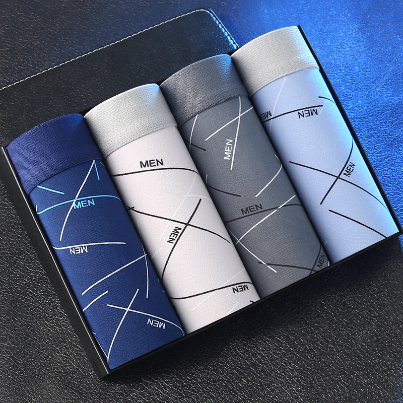 4 Pcs Boxer Shorts Men's Underwear Sexy Panties Cotton Boxer Panties Men's Panties Men's Shorts