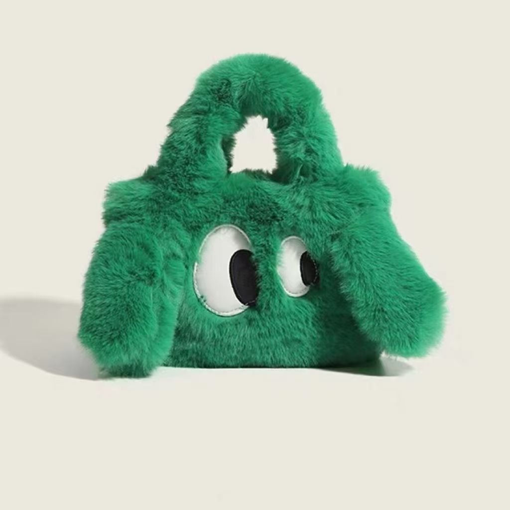 Cute big-eyed suede tote   Women's shoulder carrying a crossbody bag   Messenger package   Soft and fluffy handbag for winter  Gifts for girls