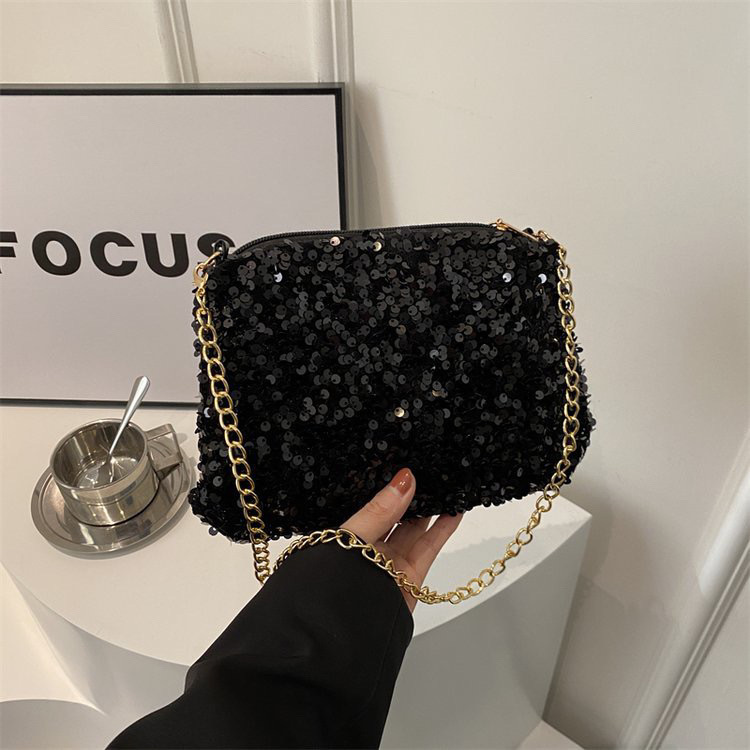 Limited time offer   Sequin crossbody chain bag    Simple    INS    Solid color   Sequin shoulder bag    Armpit pack   Mobile wallet   Evening clutch