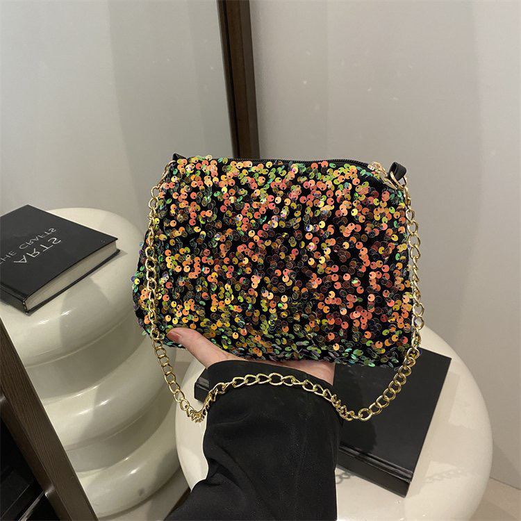 Limited time offer   Sequin crossbody chain bag    Simple    INS    Solid color   Sequin shoulder bag    Armpit pack   Mobile wallet   Evening clutch