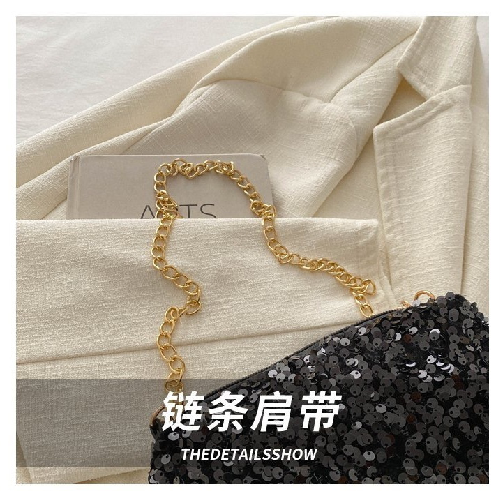 Limited time offer   Sequin crossbody chain bag    Simple    INS    Solid color   Sequin shoulder bag    Armpit pack   Mobile wallet   Evening clutch