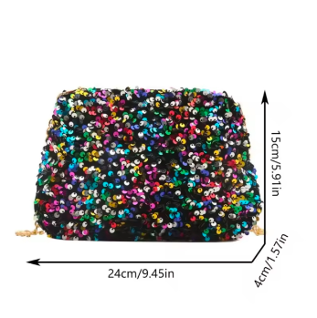 Limited time offer   Sequin crossbody chain bag    Simple    INS    Solid color   Sequin shoulder bag    Armpit pack   Mobile wallet   Evening clutch