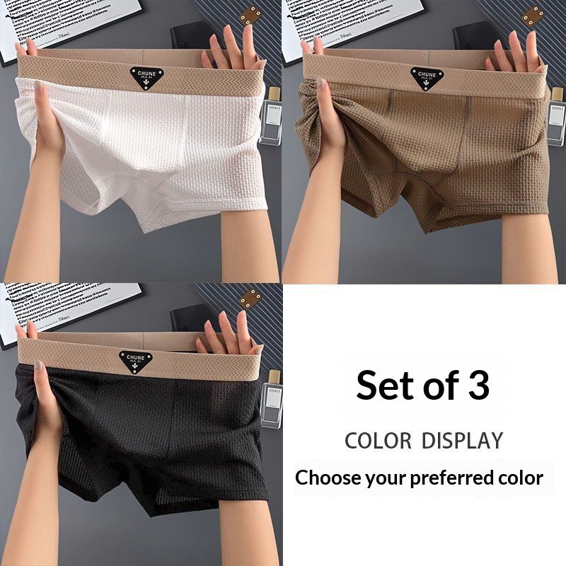 3-4 PC  men's ice silk boxers   Coldness  Thin model  Breathable  sexy  U-shaped raised underwear  Air-conditioned underwear  slim fit shorts