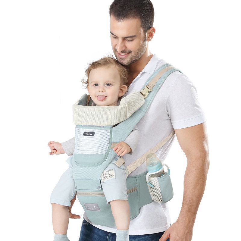 Baby Carrier with Hip Seat, Multi - Functional Baby Carrier for 0 - 36 Months, Horizontal Carrying & Front - Back Use, Double - Shoulder Ergonomic Design, Baby Essentials Storage Pockets