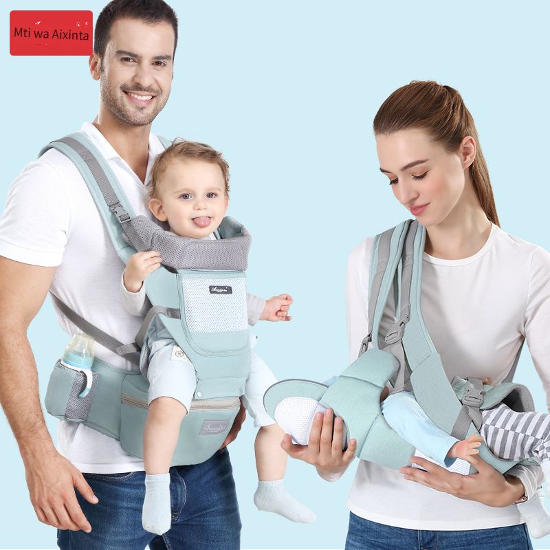 Baby Carrier with Hip Seat, Multi - Functional Baby Carrier for 0 - 36 Months, Horizontal Carrying & Front - Back Use, Double - Shoulder Ergonomic Design, Baby Essentials Storage Pockets