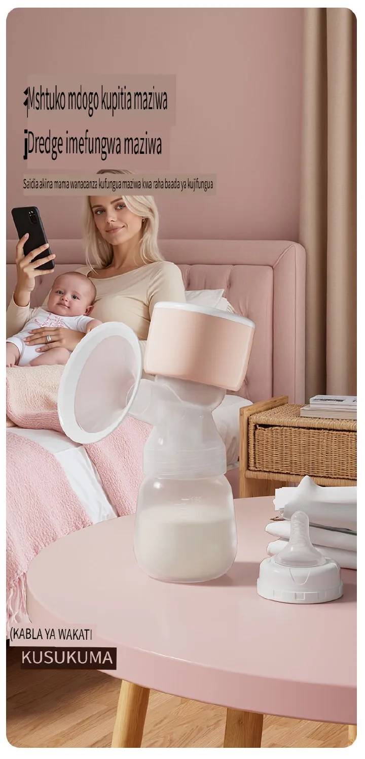 Automatic electric breast pump, all - in - one & portable. Big suction for milk expressing. With comfortable massage to help unclog milk ducts. Makes tired moms feel more at ease
