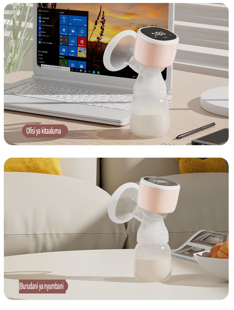 Automatic electric breast pump, all - in - one & portable. Big suction for milk expressing. With comfortable massage to help unclog milk ducts. Makes tired moms feel more at ease