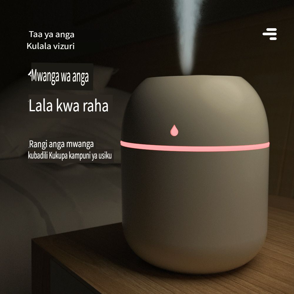 USB Mini Humidifier with Colorful Lights, Dual Spray Nano Mist Diffuser, Large Fog Output, Portable Home & Gift for Kenya, Quiet Operation, Rechargeable Air Moisturizer