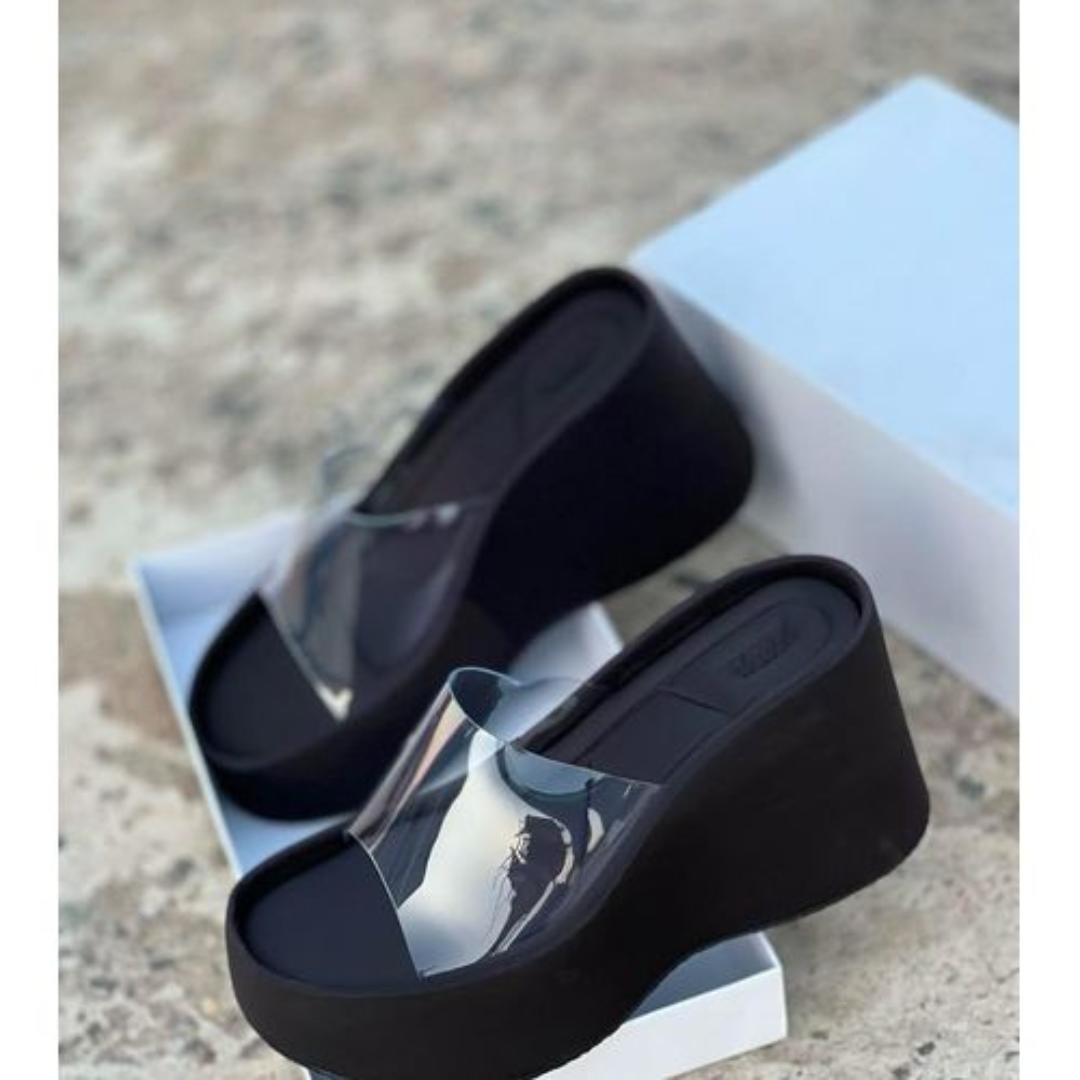 Women’s Clear Strap Wedge Sandals – Trendy Platform Slip-On Summer Heels | Zara-Inspired