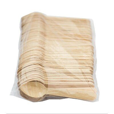 100 pcs Eco-friendly disposable wooden spoons. Suitable for hot foods and beverages.