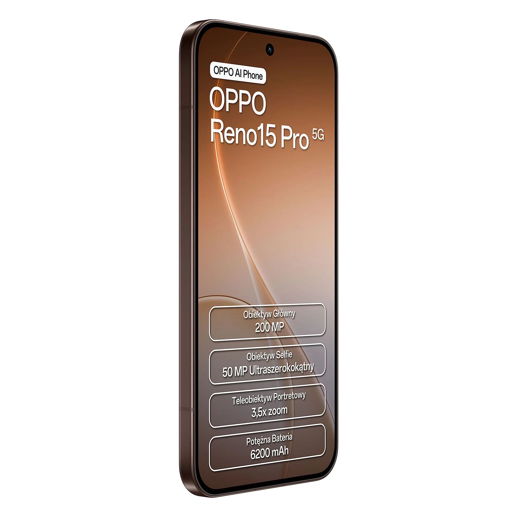 OPPO Reno 15 Pro 5G, 512GB 12GB RAM, Camera 200MP, Battery 6200mAh, Color Dusk Brown, Smartphone