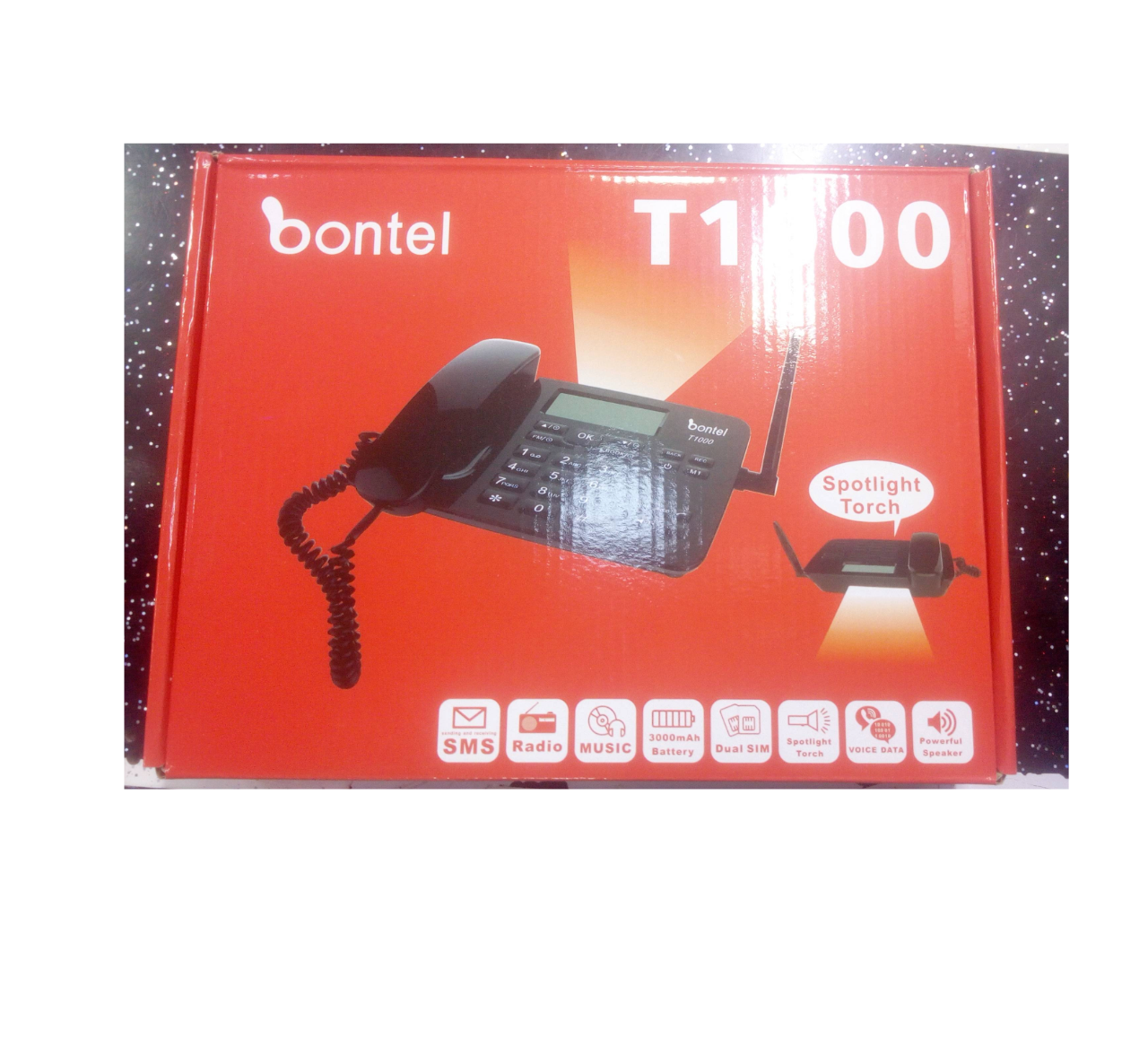 Bontel T1000 Fixed Wireless GSM Desk phone, Dual Simcard, Battery 3000mAh, Color Black