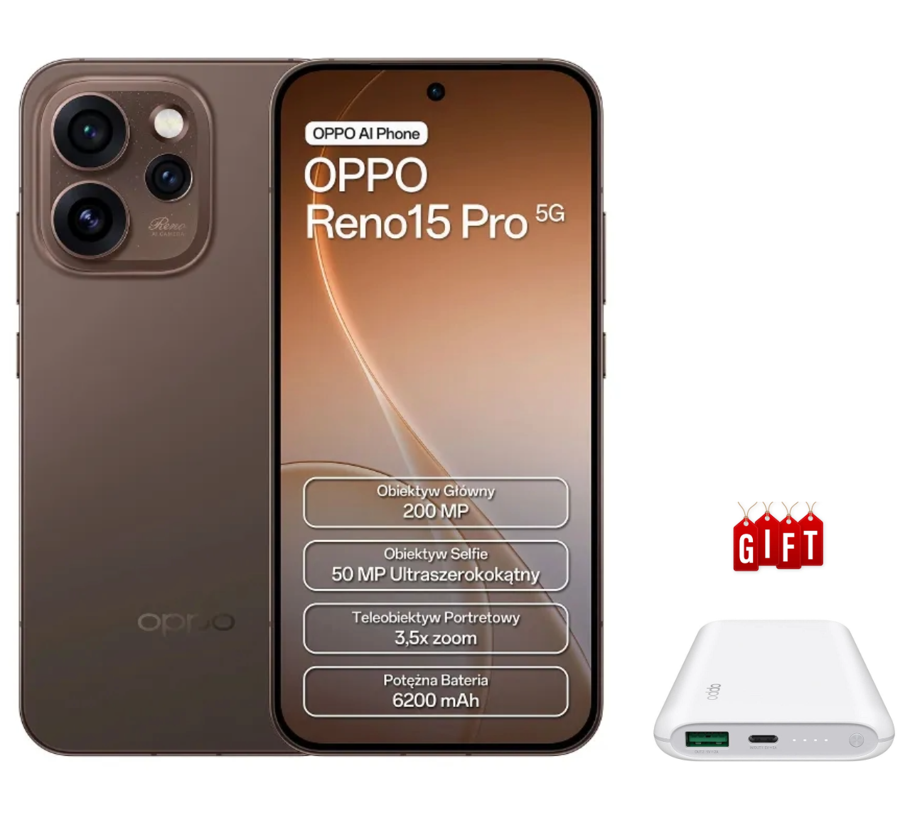 OPPO Reno 15 Pro 5G, 512GB 12GB RAM, Camera 200MP, Battery 6200mAh, Color Dusk Brown, Smartphone