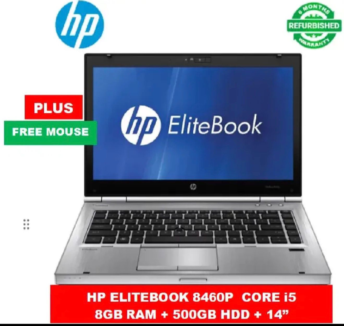 (FREE BAG) HP ELITEBOOK 8460P CORE I5 8GB RAM 500GB HDD  14INCH / WINDOWS 10 PRO/ 6 MONTH WARRANTY /