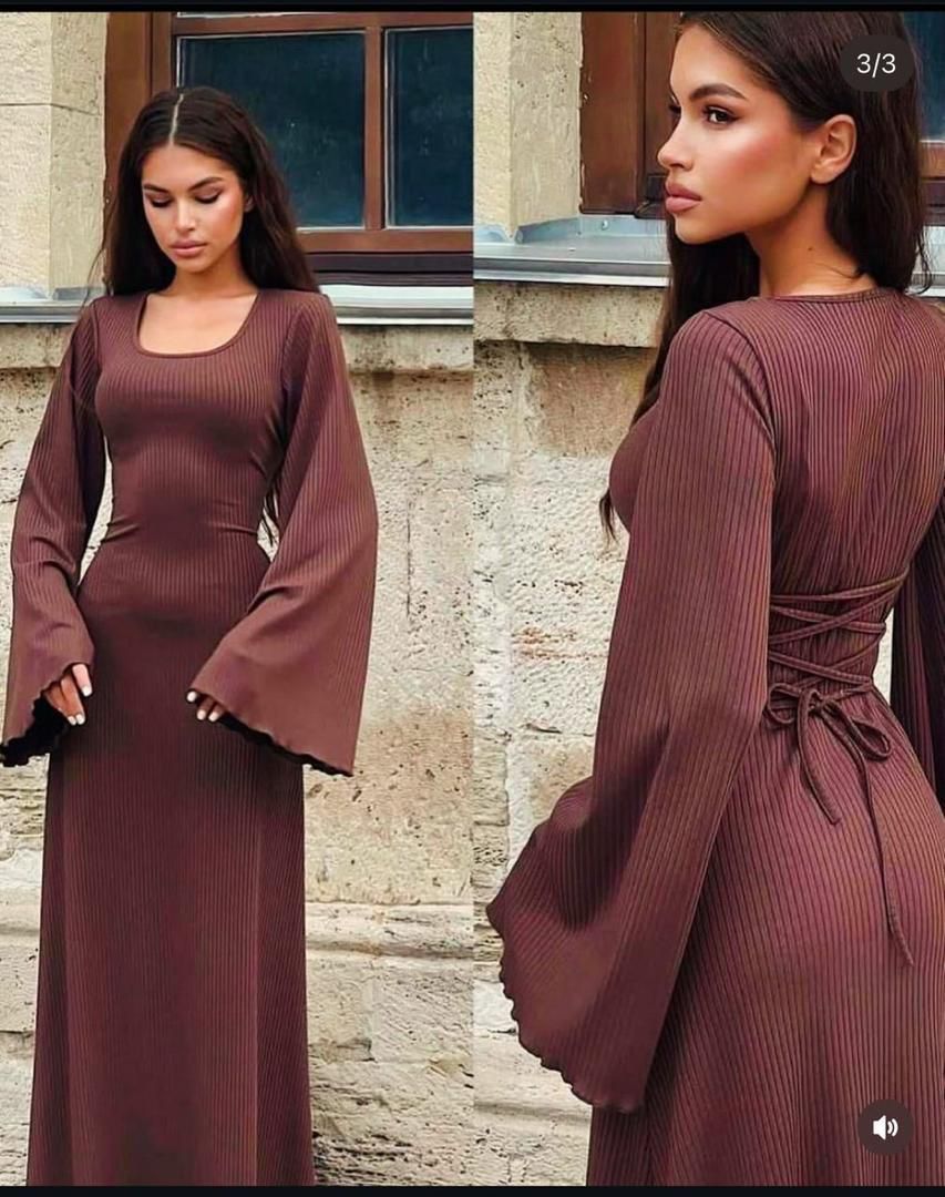 Chic long sleeve maxi dress with bell sleeves and slim bodycon fit. Perfect for evening, parties, and special occasions.