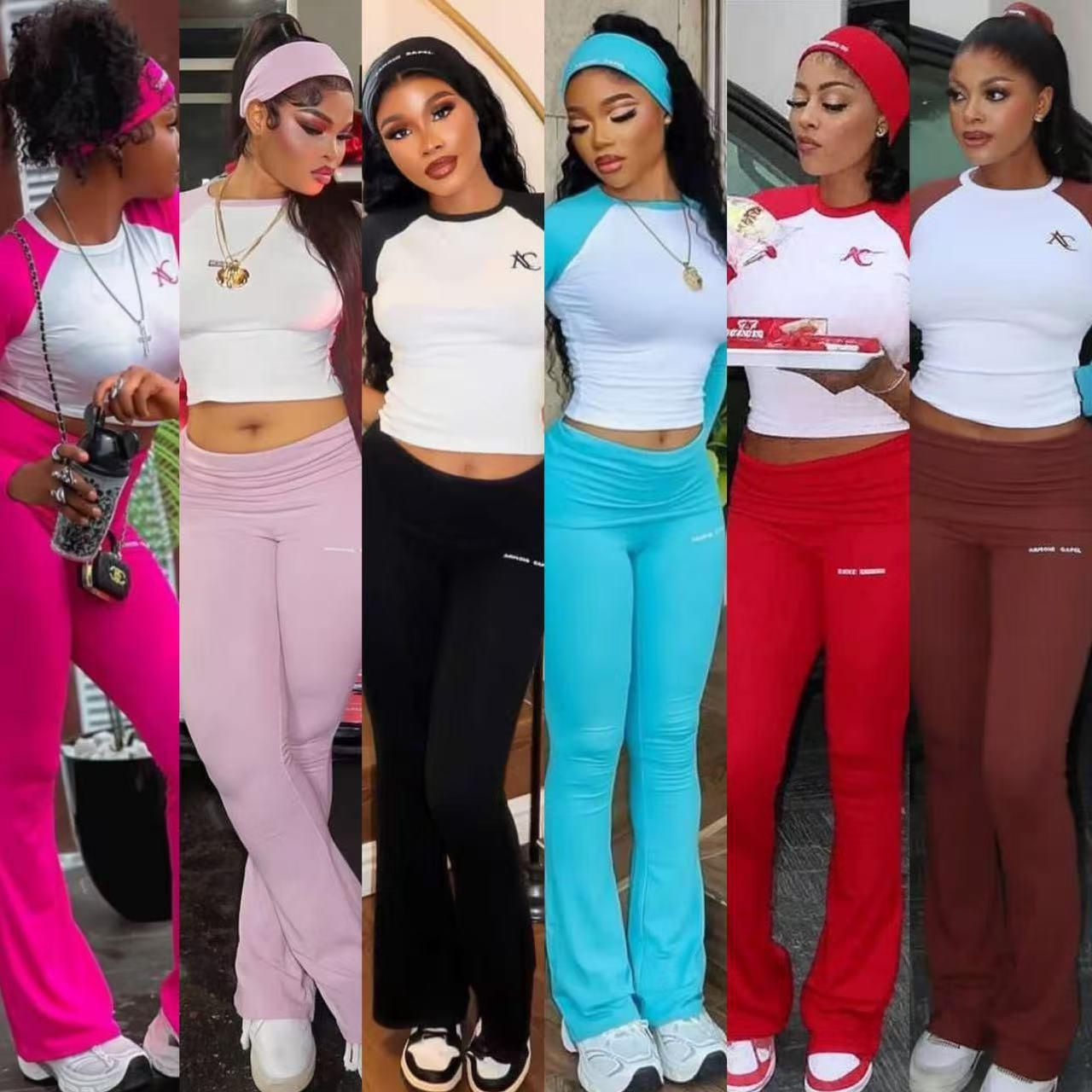 HotdealsDirect Women’s Sporty 2 Piece Outfit – Casual Tracksuit Set with Crop Top & High Waist Pants for Jogging, Gym, Yoga & Streetwear