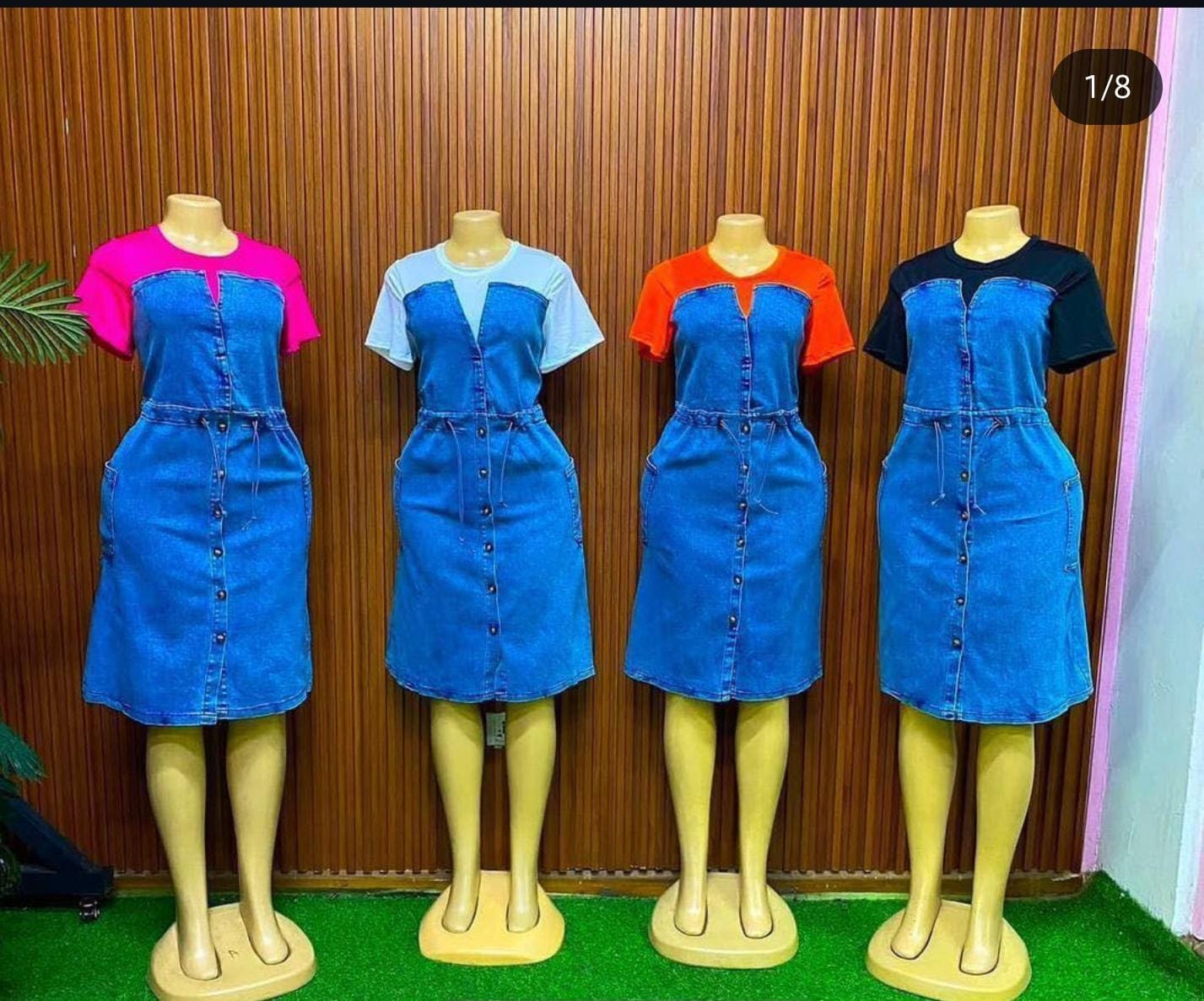 Women's Stylish Denim Dress – Elegant Casual Outfit | Short Sleeve, Comfortable Fit, Trendy Everyday Wear | Perfect for Office, Parties, Vacations & Street Style