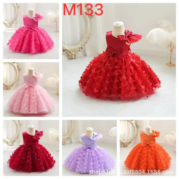 Elegant Princess Party Dress for Girls – 3D Flower Lace Design, Cute Bow & Puffy Tulle Skirt | Birthday, Wedding, Photoshoot & Special Occasion Outfit