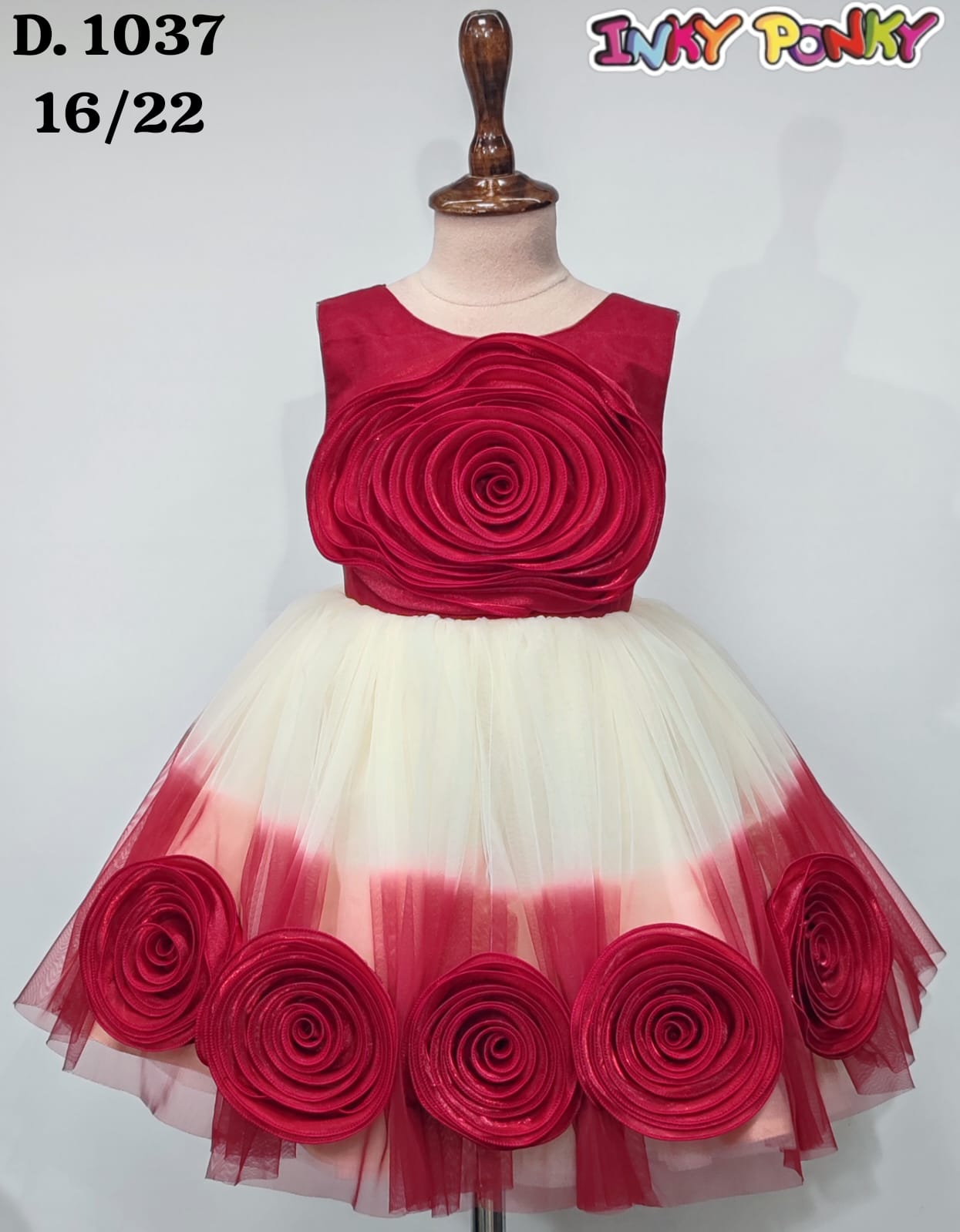 Elegant Princess Birthday Party Dress for Girls – 3D Flower Lace, Puffy Tulle Skirt & Big Bow | Perfect Wedding, Photoshoot & Special Occasion Outfit