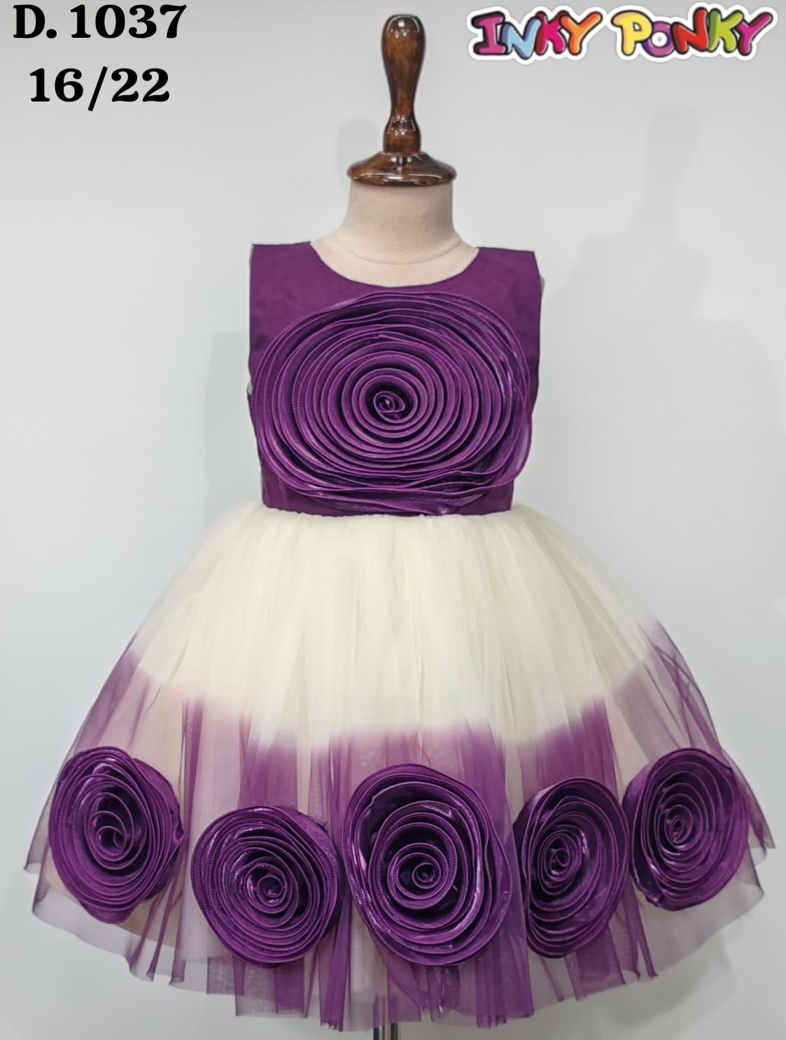 Elegant Princess Birthday Party Dress for Girls – 3D Flower Lace, Puffy Tulle Skirt & Big Bow | Perfect Wedding, Photoshoot & Special Occasion Outfit