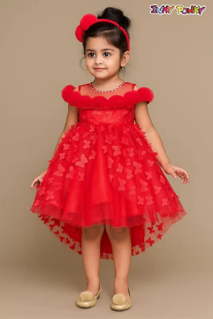 Luxury princess  Girls’ Party Dress – Elegant Princess Outfit with Puffy Tulle, Bowknot Design & 3D Floral Lace | Ideal for Birthdays, Weddings, Photoshoots & Pageants