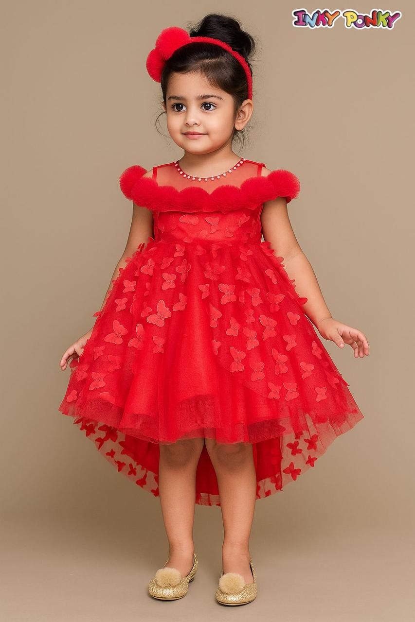 Luxury princess  Girls’ Party Dress – Elegant Princess Outfit with Puffy Tulle, Bowknot Design & 3D Floral Lace | Ideal for Birthdays, Weddings, Photoshoots & Pageants