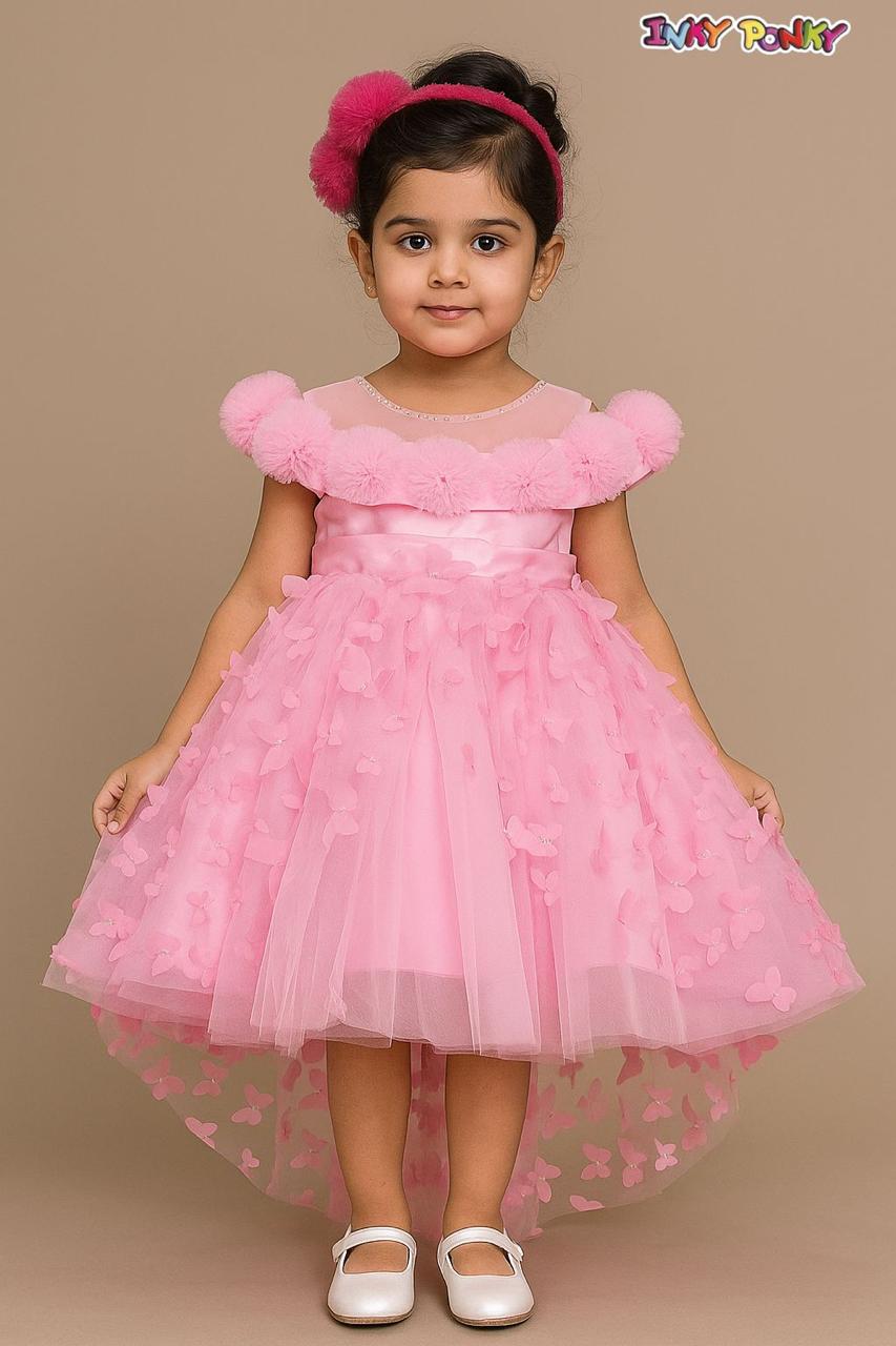 Luxury princess  Girls’ Party Dress – Elegant Princess Outfit with Puffy Tulle, Bowknot Design & 3D Floral Lace | Ideal for Birthdays, Weddings, Photoshoots & Pageants