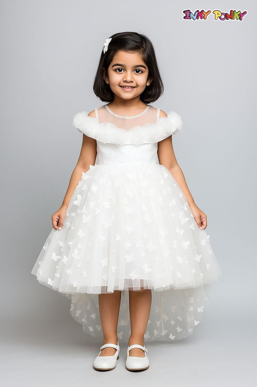 Luxury princess  Girls’ Party Dress – Elegant Princess Outfit with Puffy Tulle, Bowknot Design & 3D Floral Lace | Ideal for Birthdays, Weddings, Photoshoots & Pageants