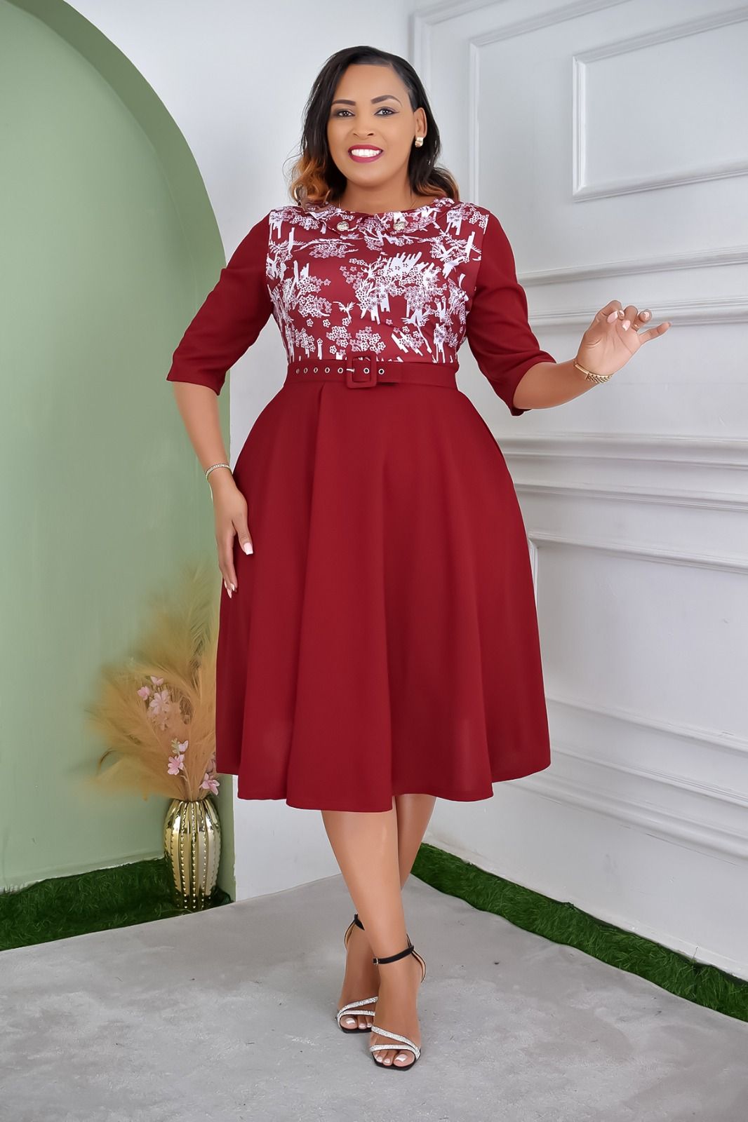 Elegant Free-Size Women’s Flounce Dress – Stylish Professional Outfit Perfect for Corporate Office Wear, Fellowships & Special Formal Occasions