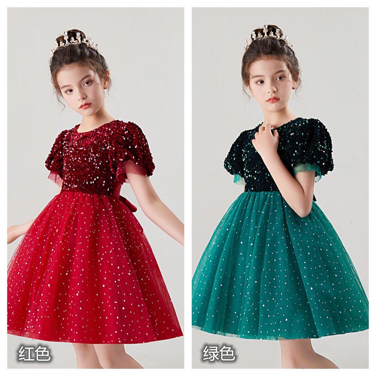 Fancy Girls’  princess Party dress with shinny   – Sparkly cup sleeve Dress with Floral Details | Perfect for Photoshoots, Weddings & Birthdays