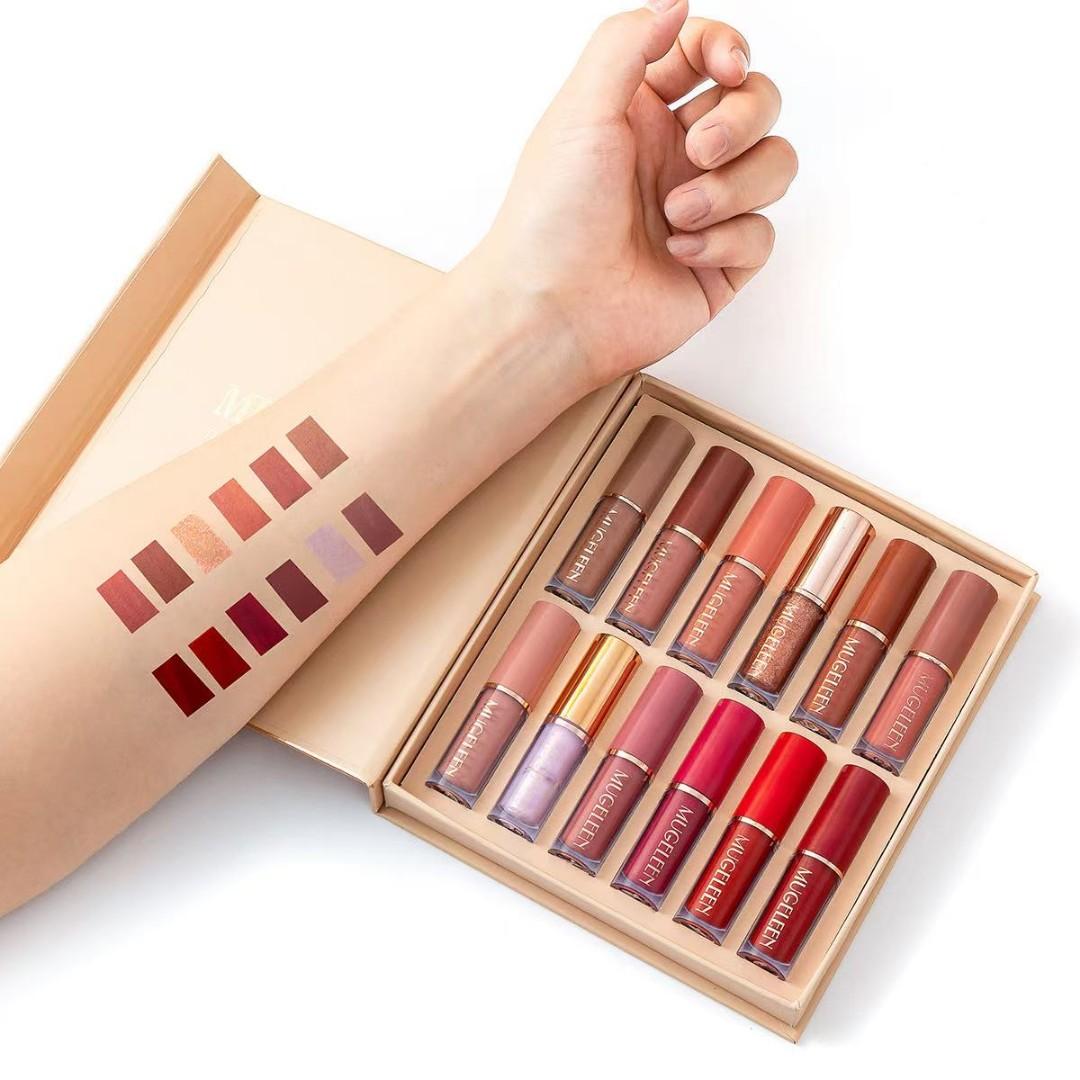 🔥 !!!Muge leen12PCS/Set Lipsticks Matte Lip Gloss Sets Makeup  Lasting Velvet Liquid Lipstick Set Cosmetic