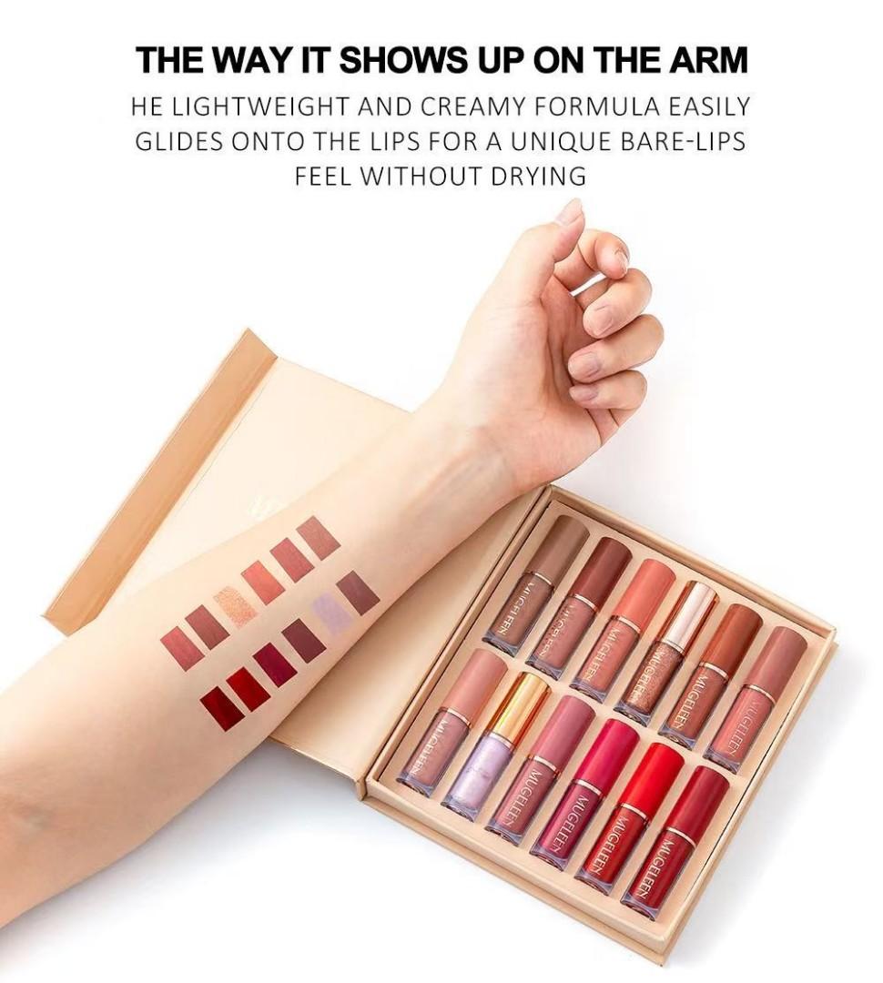 🔥 !!!Muge leen12PCS/Set Lipsticks Matte Lip Gloss Sets Makeup  Lasting Velvet Liquid Lipstick Set Cosmetic