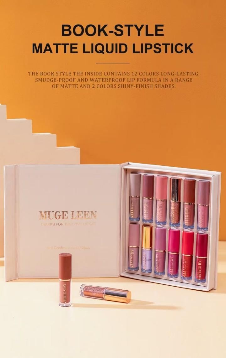 🔥 !!!Muge leen12PCS/Set Lipsticks Matte Lip Gloss Sets Makeup  Lasting Velvet Liquid Lipstick Set Cosmetic