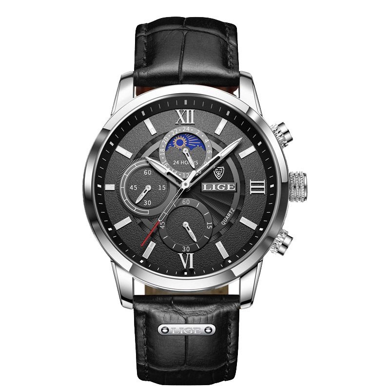 LIGE Quartz Watch Multi-Functional Chronograph Waterproof Male Watch