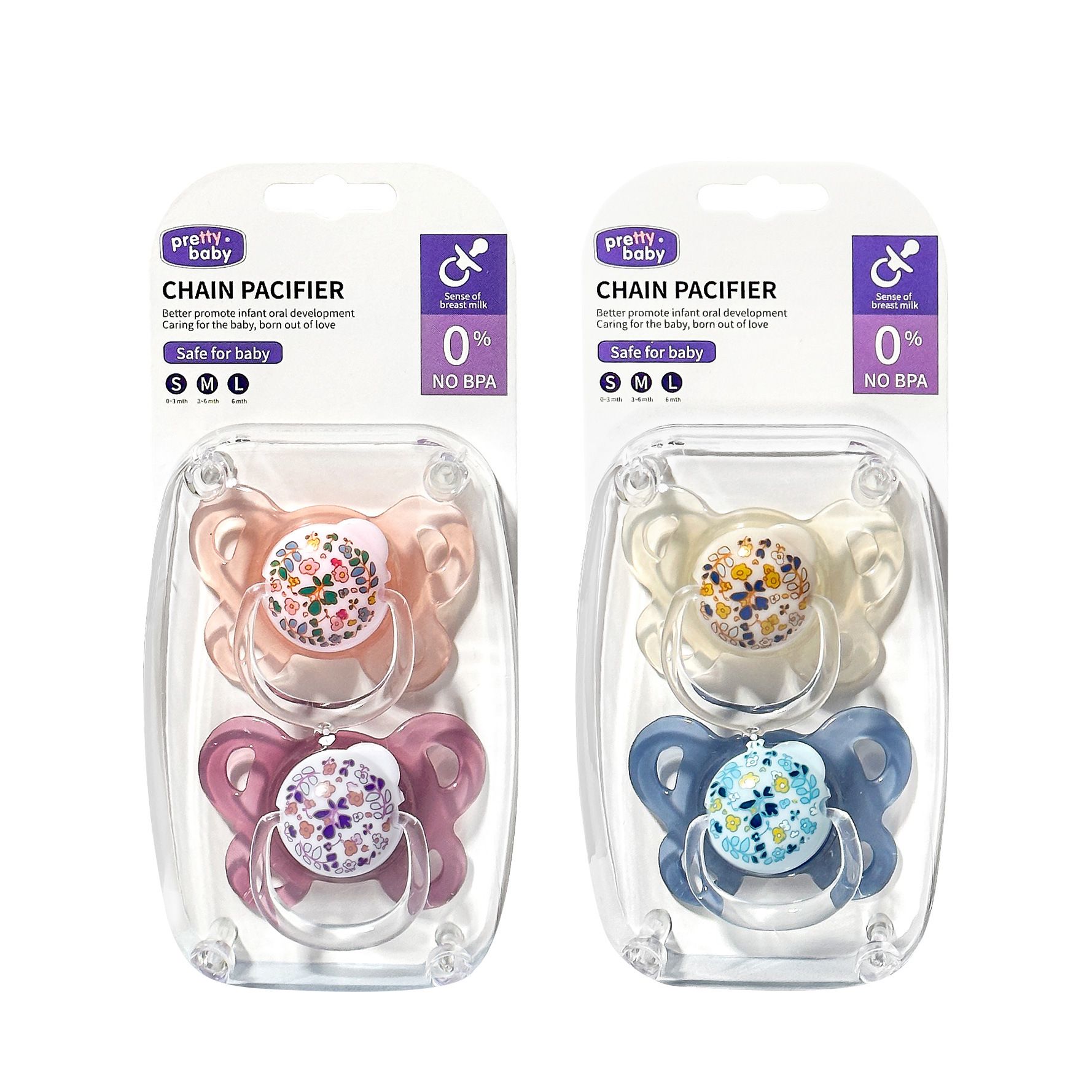 2-Pcs Set Silicone Newborns Pacifiers Breastmilk-like Design No Crying for Baby