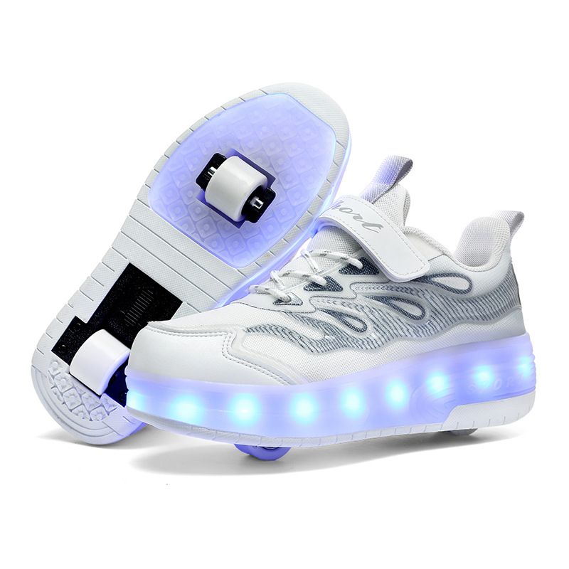 Boys Four Wheel Luminous Roller Sneakers Boys Double Wheel Invisible Roller Sneakers