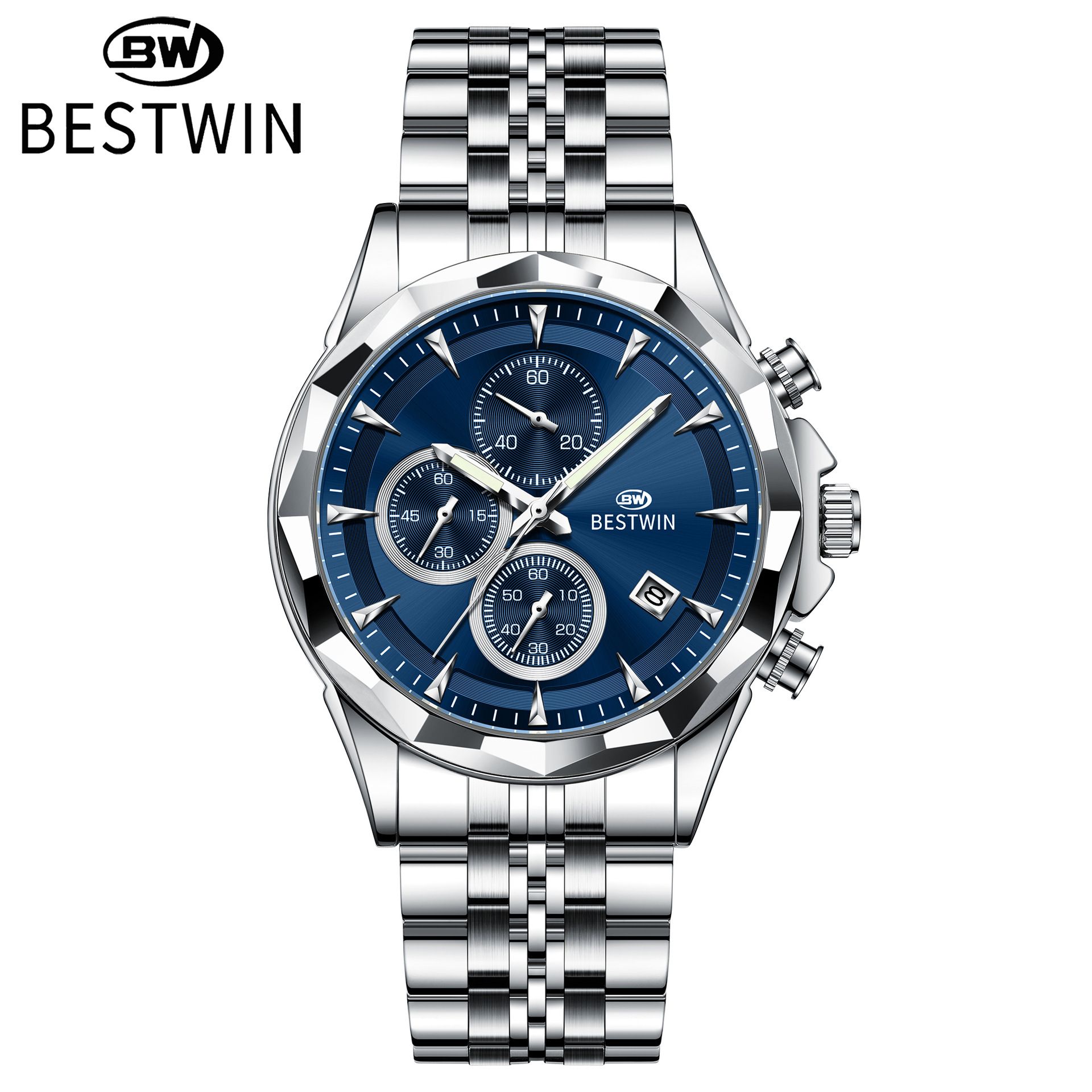BESTWIN Luminous Six-needle Personality Fashion Men's Quartz Watch Waterproof Chronograph