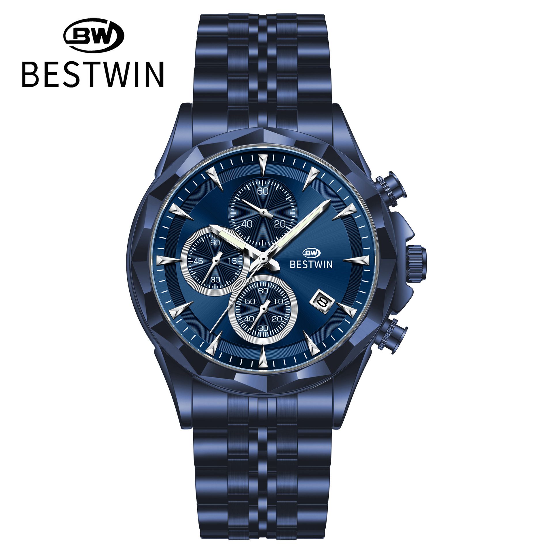 BESTWIN Luminous Six-needle Personality Fashion Men's Quartz Watch Waterproof Chronograph