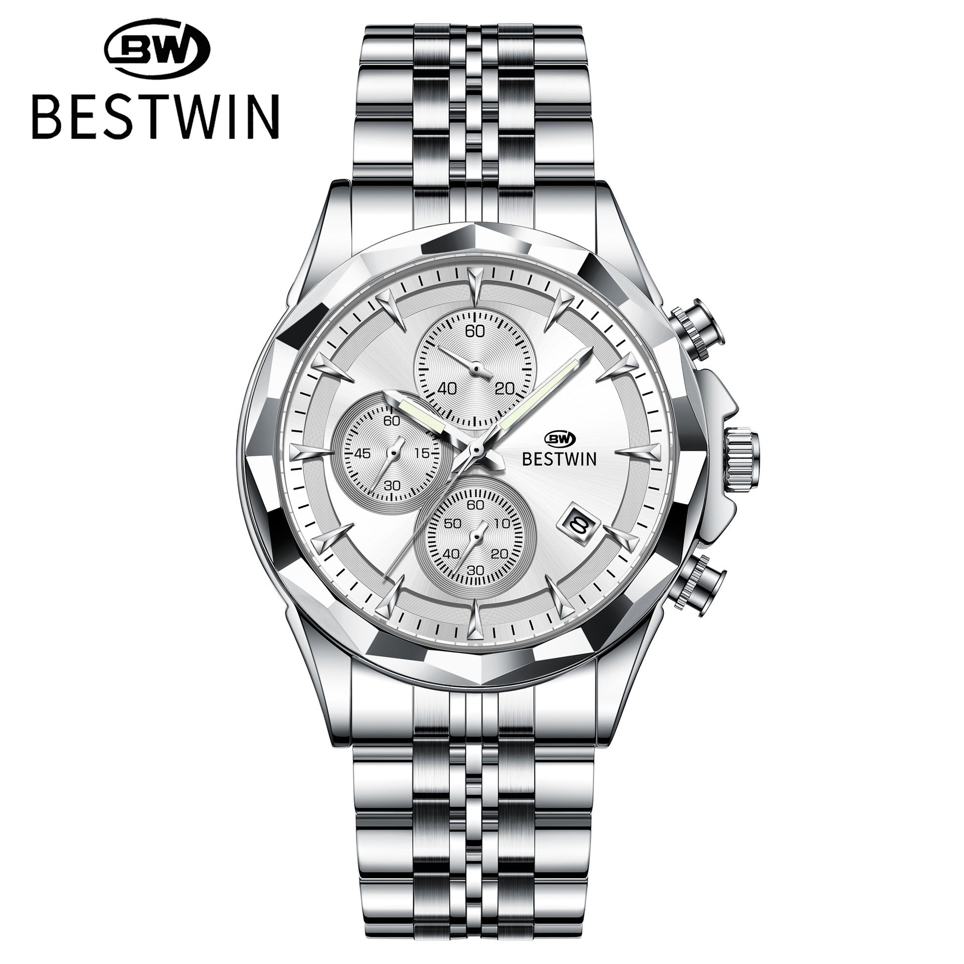 BESTWIN Luminous Six-needle Personality Fashion Men's Quartz Watch Waterproof Chronograph