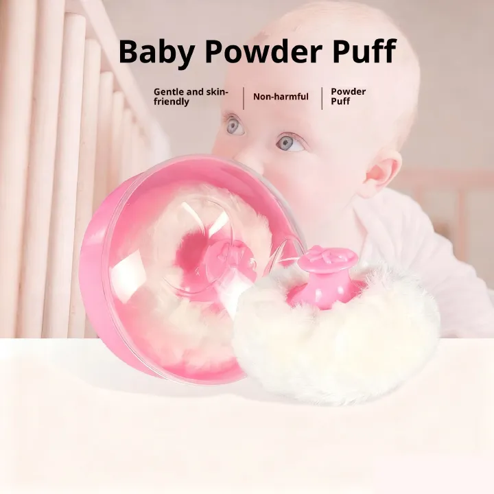 Baby Powder Puff Storage Box Mother and Baby Care Box Anti-Prickly Heat Puff Box-1PC