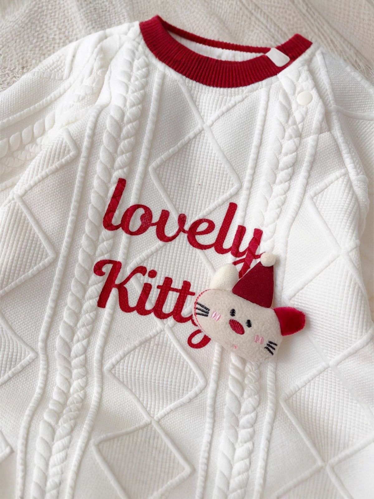 Cute cartoon baby romper, infant letter print jumpsuit, stylish long-sleeved crawling suit for children