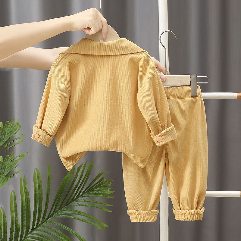 Stylish and trendy corduroy two-piece tracksuit for boys