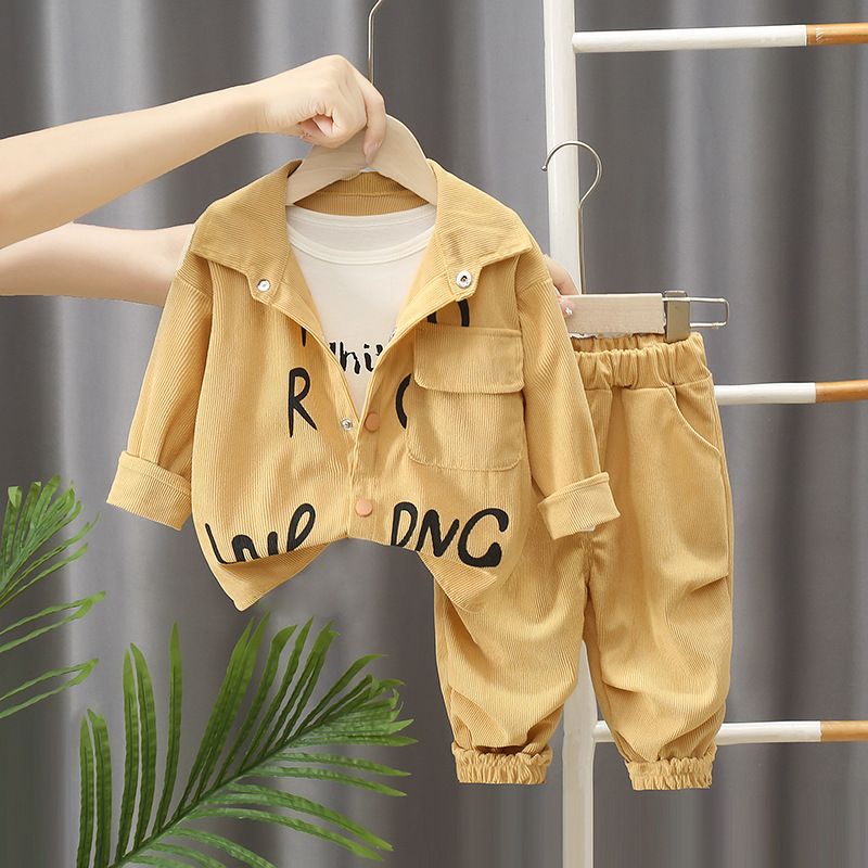 Stylish and trendy corduroy two-piece tracksuit for boys