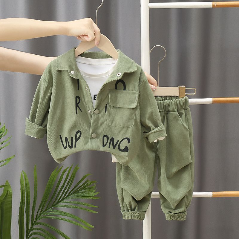 Stylish and trendy corduroy two-piece tracksuit for boys